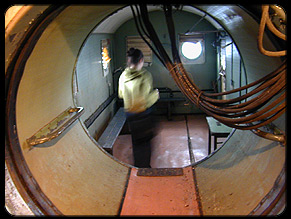 fee plumley in the 'submarine room'